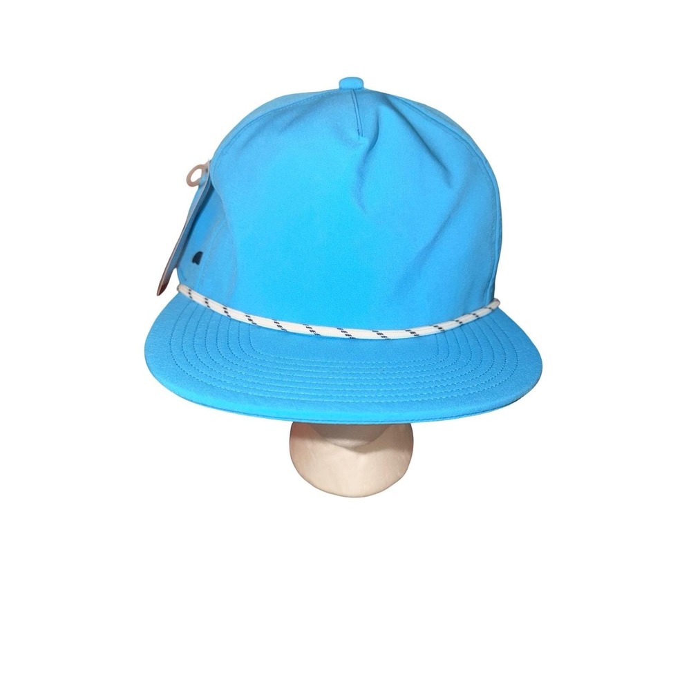 Pukka Rope Hat Cyan Blue Snapback Flat Bill 5 Panel Checkered Lining NWT